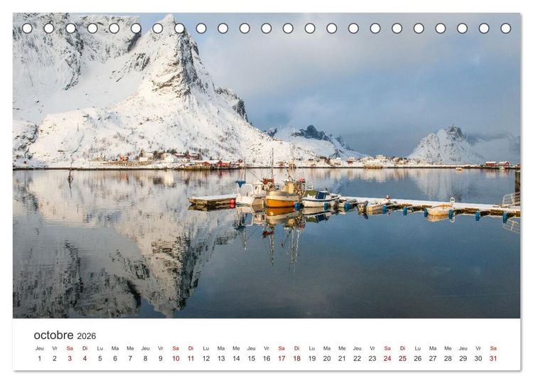 Produktbild: R&eacute;flexions dans les &icirc;les Lofoten (Calendrier de bureau 2026 DIN A5 vertical), CALVENDO calendrier mensuel