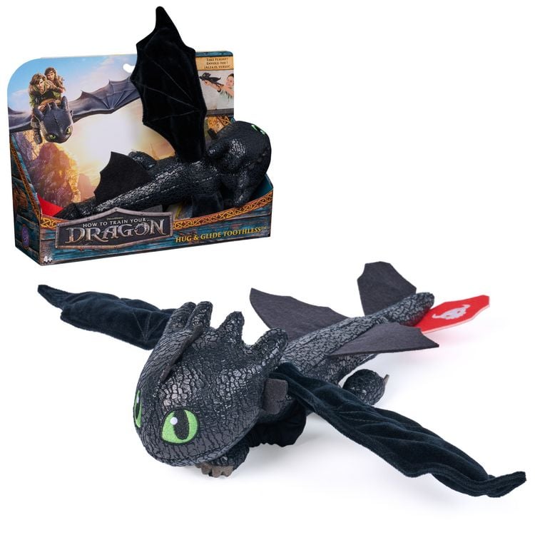 Produktbild: Drachenzähmen leicht gemacht - Plüsch-Drache Ohnezahn mit Gleit- und Grifffunktion, 30 cm lang