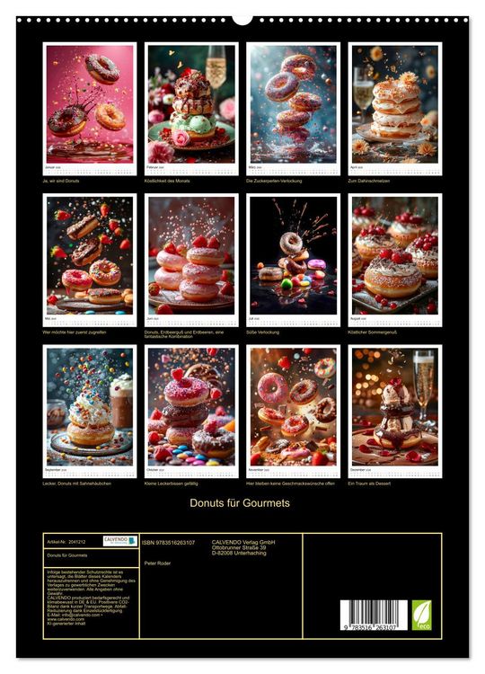 Produktbild: Donuts f&uuml;r Gourmets (hochwertiger Premium Wandkalender 2026 DIN A2 hoch), Kunstdruck in Hochglanz