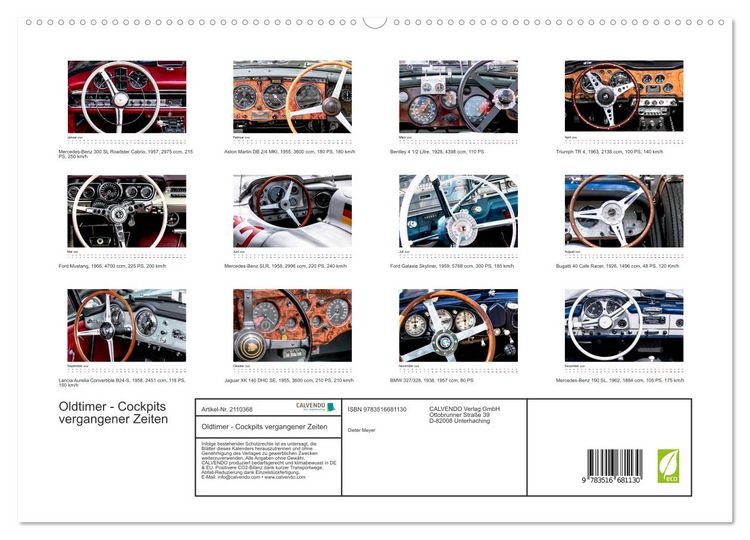 Produktbild: Oldtimer - Cockpits vergangener Zeiten (hochwertiger Premium Wandkalender 2026 DIN A2 quer), Kunstdruck in Hochglanz