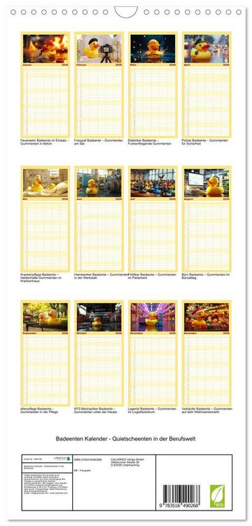 Produktbild: Familienplaner 2026 - Badeenten Kalender - Quietscheenten in der Berufswelt mit 5 Spalten (Wandkalender, 21 x 45 cm) CALVENDO
