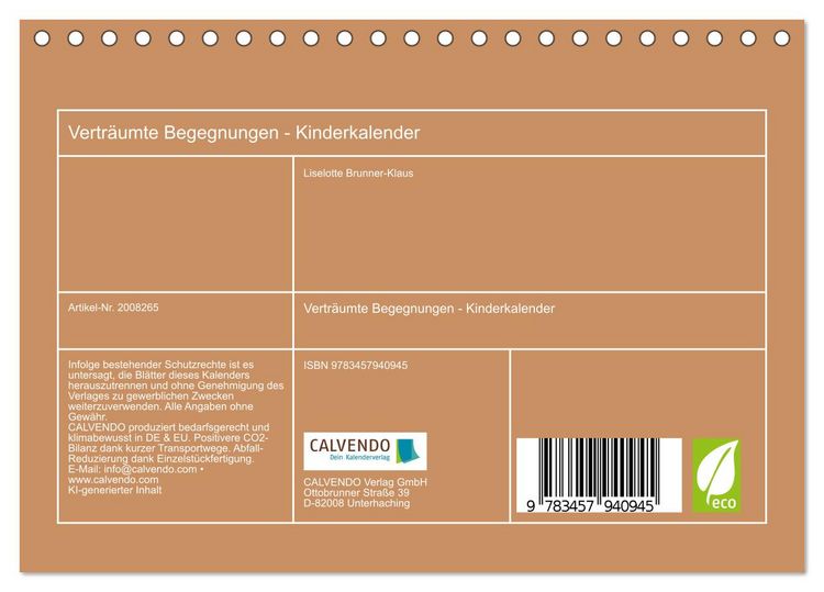 Produktbild: Vertr&auml;umte Begegnungen - Kinderkalender (Tischkalender 2026 DIN A5 quer), CALVENDO Monatskalender