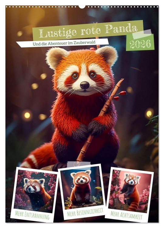 Produktbild: Lustige rote Panda (Wandkalender 2026 DIN A2 hoch), CALVENDO Monatskalender