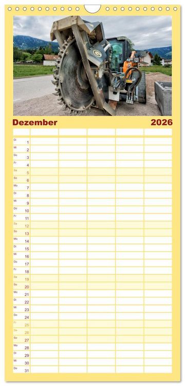 Produktbild: Familienplaner 2026 - Baumaschinen - Maschinen auf der Baustelle mit 5 Spalten (Wandkalender, 21 x 45 cm) CALVENDO