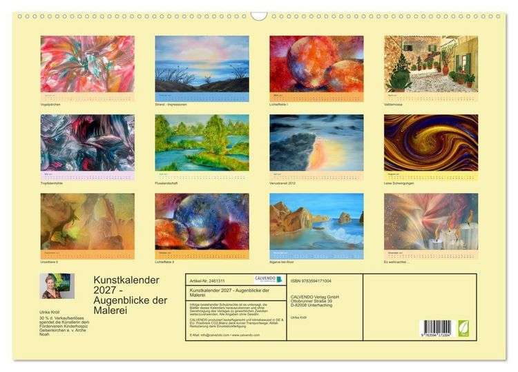 Produktbild: Kunstkalender 2027 - Augenblicke der Malerei (Wandkalender 2027 DIN A2 quer), CALVENDO Monatskalender