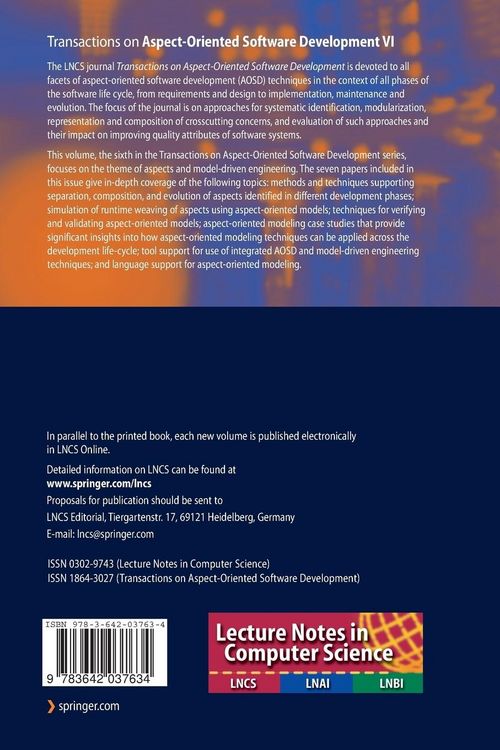 Produktbild: Transactions on Aspect-Oriented Software Development VI