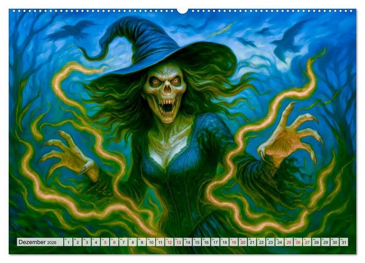 Produktbild: Mystische Hexen - Magische Frauen und finstere N&auml;chte (hochwertiger Premium Wandkalender 2026 DIN A2 quer), Kunstdruck in Hochglanz