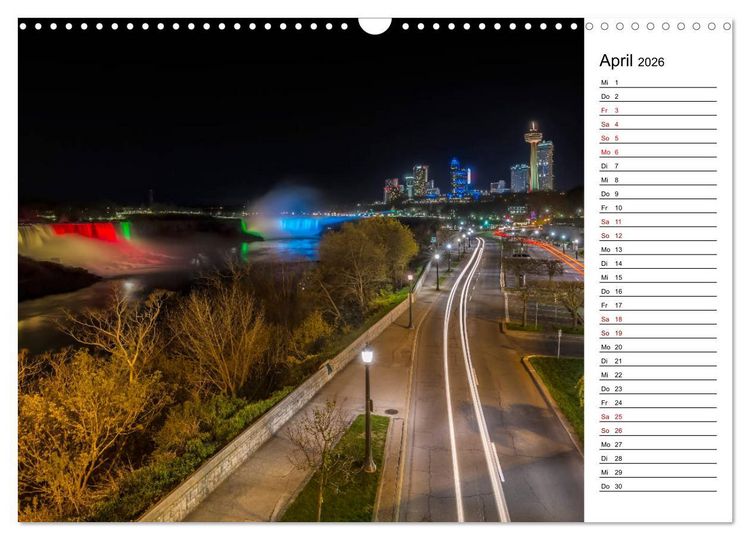 Produktbild: NIAGARAF&Auml;LLE Idyllische Impressionen bei Tag und Nacht (Wandkalender 2026 DIN A3 quer), CALVENDO Monatskalender