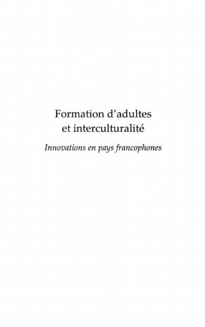 Produktbild: Formation d'adultes et interculturalite