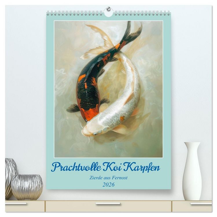 Produktbild: Prachtvolle Koi Karpfen Zierde aus Fernost (hochwertiger Premium Wandkalender 2026 DIN A2 hoch), Kunstdruck in Hochglanz