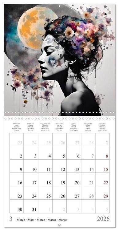 Produktbild: Silhouettes myst&eacute;rieuses (Calendrier mural carr&eacute; 2026 30x30 cm) Calendrier double avec une page pour vos prises de notes