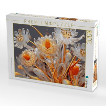 Produktbild: CALVENDO Puzzle Elegantes Bl&uuml;tengesteck wie aus Glas in orange und gold | 2000 Teile Lege-Gr&ouml;&szlig;e 90x67cm Foto-Puzzle f&uuml;r gl&uuml;ckliche Stunden