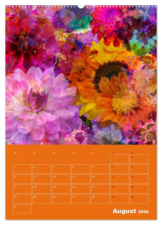 Produktbild: Kunterbunt gemischt - Kunterbunt gemischt - Farbenfroher Jahresplaner mit aufw&auml;ndigen Pflanzencollagen (hochwertiger Premium Wandkalender 2026 DIN A2 hoch), Kunstdruck in Hochglanz