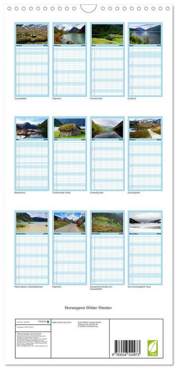 Produktbild: Familienplaner 2026 - Norwegens Wilder Westen mit 5 Spalten (Wandkalender, 21 x 45 cm) CALVENDO