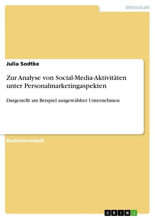 Produktbild: Zur Analyse von Social-Media-Aktivit&auml;ten unter Personalmarketingaspekten