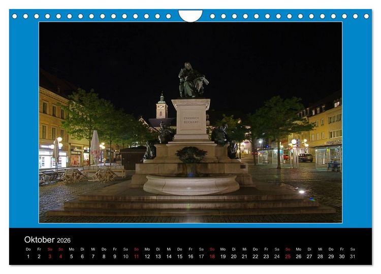 Produktbild: Schweinfurt bei Nacht verzaubernd und bunt (Wandkalender 2026 DIN A4 quer), CALVENDO Monatskalender