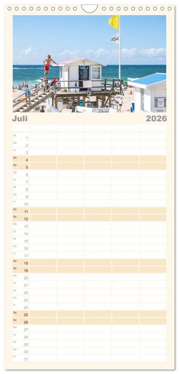 Produktbild: Familienplaner 2026 - Nordsee Insel Sylt mit 5 Spalten (Wandkalender, 21 x 45 cm) CALVENDO