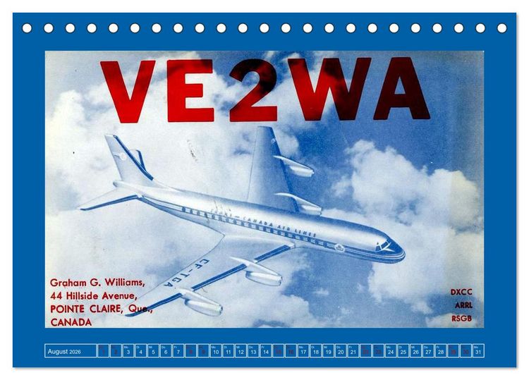 Produktbild: &Uuml;ber den Wolken - Flugzeuge des 20. Jahrhunderts auf Amateurfunkkarten (Tischkalender 2026 DIN A5 quer), CALVENDO Monatskalender
