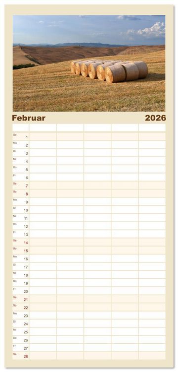 Produktbild: Familienplaner 2026 - Crete Senesi - Highlights einer einzigartigen Region mit 5 Spalten (Wandkalender, 21 x 45 cm) CALVENDO