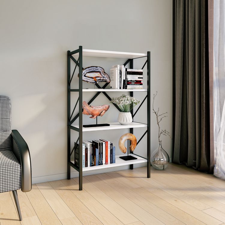 Produktbild: Holz Metall Stand Regal B&uuml;ro B&uuml;cher Insasi 4fach