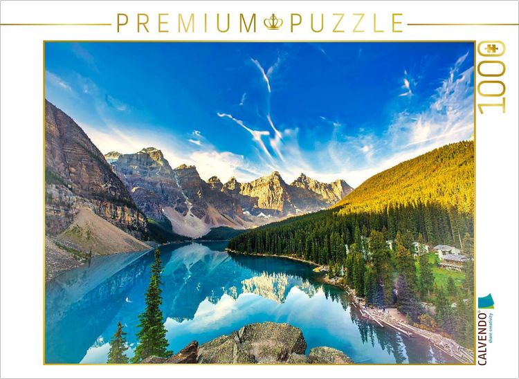 Produktbild: CALVENDO Puzzle Der See liegt im Valley of the Ten Peaks, in einem Tal auf einer H&ouml;he von 1.884 m &uuml;ber dem Meeresspiegel. | 1000 Teile Lege-Gr&ouml;&szlig;e 64x48cm Foto-Puzzle f&uuml;r gl&uuml;ckliche Stunden