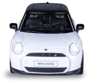 Produktbild: BMW Mini Cooper Diecast 1:28 wei&szlig; inkl. Knopfzellen