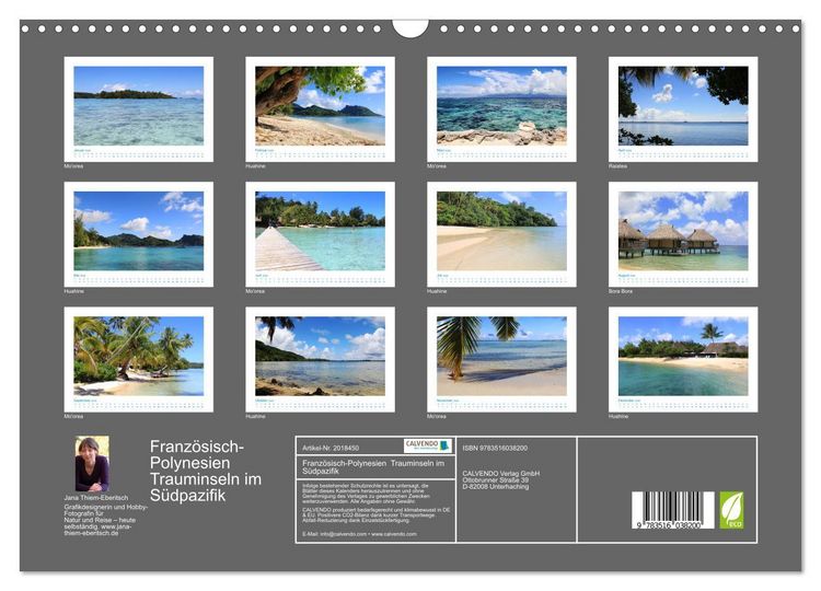 Produktbild: Franz&ouml;sisch-Polynesien Trauminseln im S&uuml;dpazifik (Wandkalender 2026 DIN A3 quer), CALVENDO Monatskalender