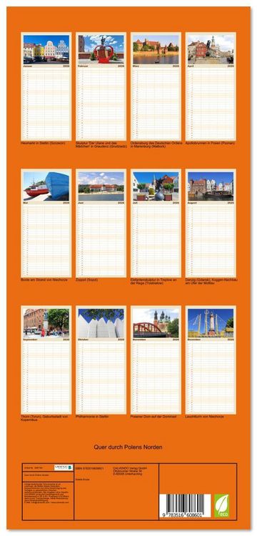 Produktbild: Familienplaner 2026 - Quer durch Polens Norden mit 5 Spalten (Wandkalender, 21 x 45 cm) CALVENDO