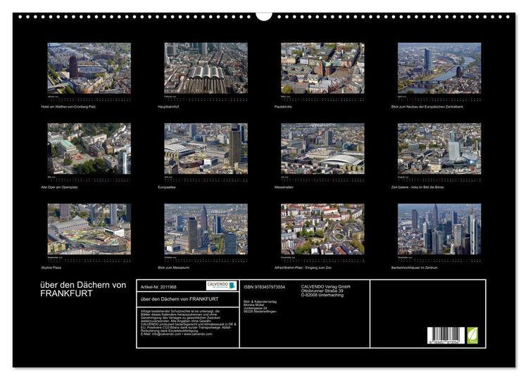 Produktbild: &uuml;ber den D&auml;chern von FRANKFURT (Wandkalender 2026 DIN A2 quer), CALVENDO Monatskalender