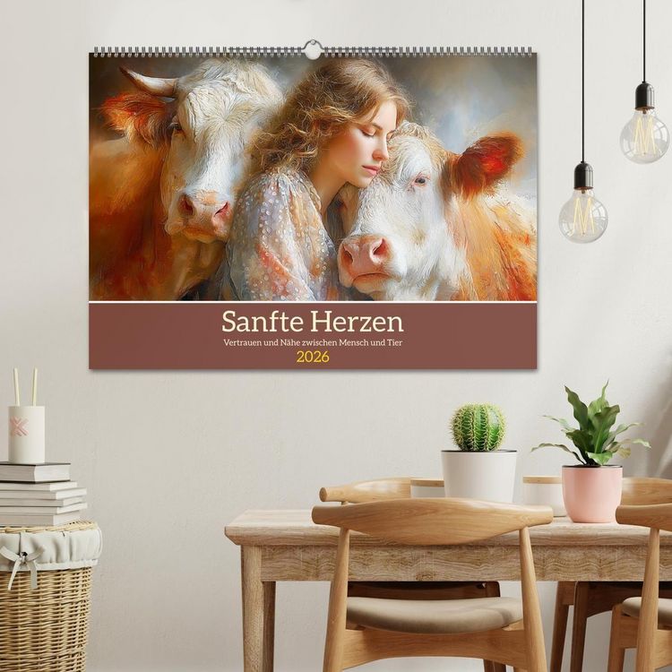 Produktbild: Sanfte Herzen. Vertrauen und N&auml;he zwischen Mensch und Tier (Wandkalender 2026 DIN A2 quer), CALVENDO Monatskalender