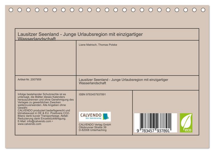 Produktbild: Lausitzer Seenland - Junge Urlaubsregion mit einzigartiger Wasserlandschaft (Tischkalender 2026 DIN A5 quer), CALVENDO Monatskalender