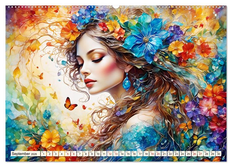 Produktbild: Ladies in a sea of flowers (High Quality Premium Wall Calendar 2026 DIN A2 landscape),CALVENDO 12 Month Wall Calendar