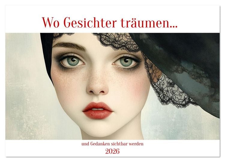 Produktbild: Wo Gesichter tr&auml;umen und Gedanken sichtbar werden (Wandkalender 2026 DIN A3 quer), CALVENDO Monatskalender