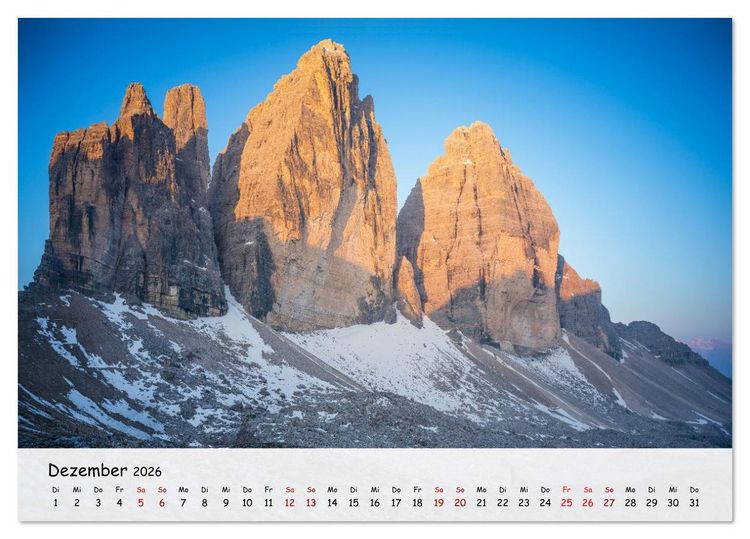 Produktbild: Drei Zinnen-Wanderung: Vom Misurinasee bis nach oben zum Rienzplateau (Tischkalender 2026 DIN A5 quer), CALVENDO Monatskalender