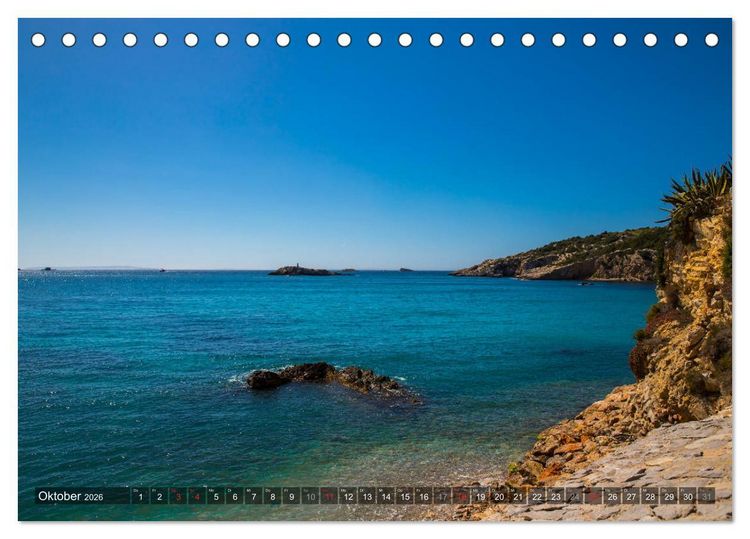 Produktbild: Ibiza K&uuml;ste, Buchten und Str&auml;nde (Tischkalender 2026 DIN A5 quer), CALVENDO Monatskalender