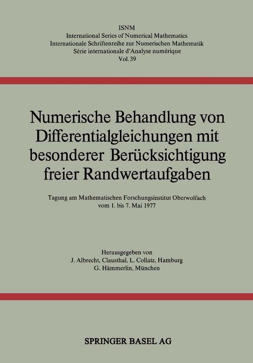 Produktbild: Numerische Behandlung von Differentialgleichungen mit besonderer Ber&uuml;cksichtigung freier Randwertaufgaben