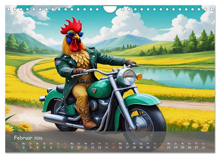 Produktbild: Tierische Motorradfahrer (Wandkalender 2026 DIN A4 quer), CALVENDO Monatskalender