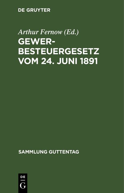 Produktbild: Gewerbesteuergesetz vom 24. Juni 1891