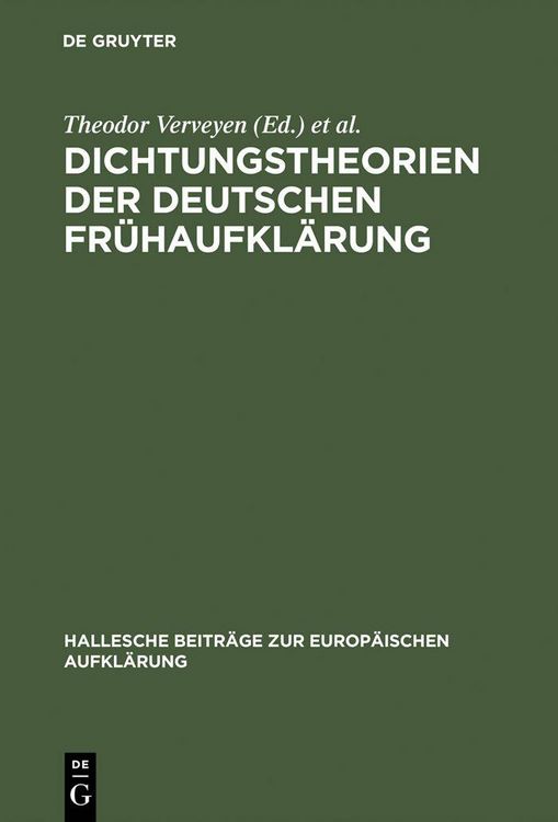 Produktbild: Dichtungstheorien der deutschen Fr&uuml;haufkl&auml;rung