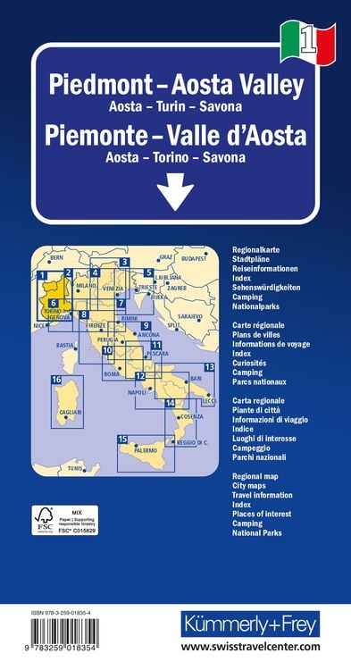 Produktbild: K&uuml;mmerly+Frey Regional-Strassenkarte 1 Piemont, Aostatal 1:200.000