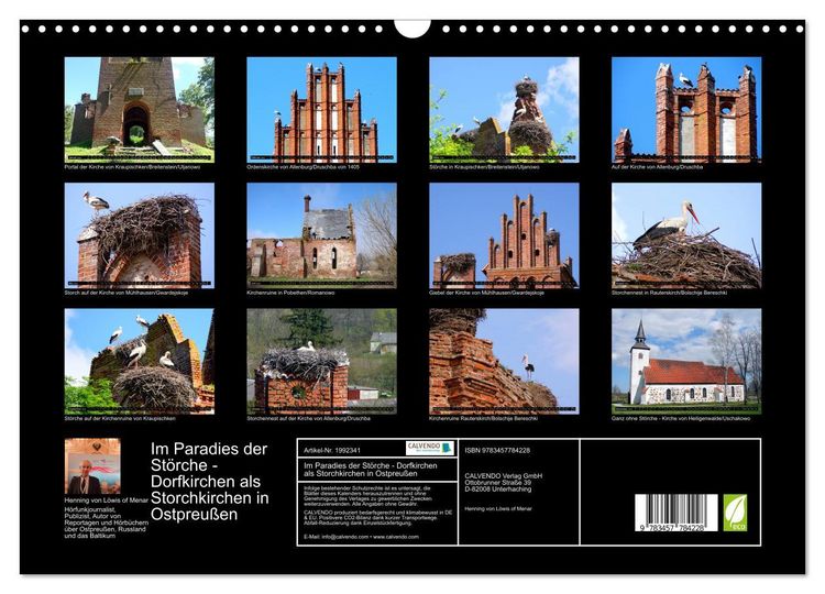 Produktbild: Im Paradies der St&ouml;rche - Dorfkirchen als Storchkirchen in Ostpreu&szlig;en (Wandkalender 2026 DIN A3 quer), CALVENDO Monatskalender