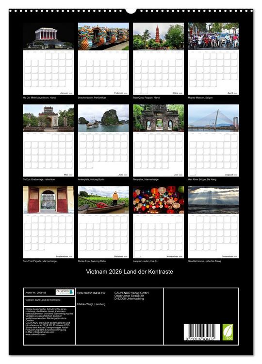 Produktbild: Vietnam 2026 Land der Kontraste (hochwertiger Premium Wandkalender 2026 DIN A2 hoch), Kunstdruck in Hochglanz