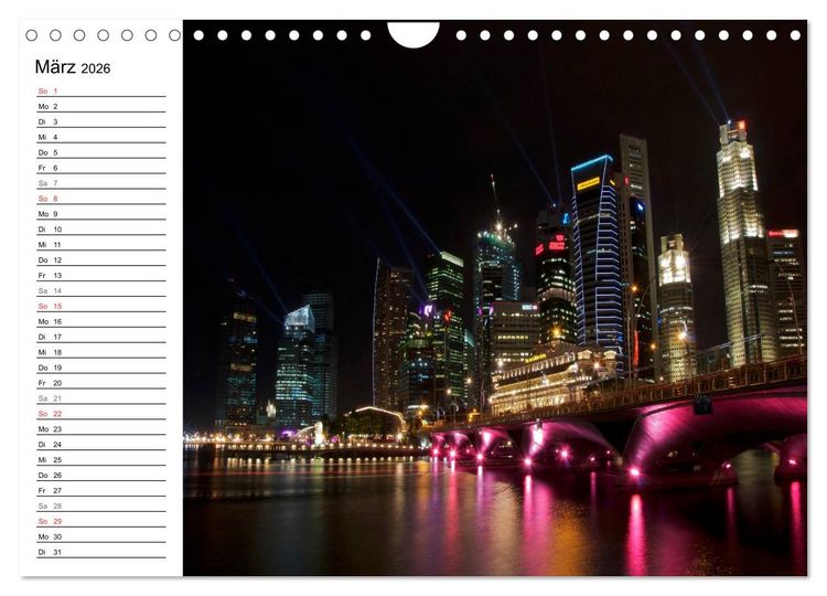 Produktbild: Singapur - Die Farben der Nacht (Wandkalender 2026 DIN A4 quer), CALVENDO Monatskalender