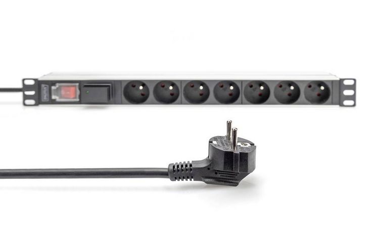 Produktbild: Digitus DN-95407-FR 19 Zoll Netzwerkschrank-Steckdosenleiste 1 HE Geeignet f&uuml;r Schranktiefe: ab 300 mm Aluminium, Aluminium (eloxiert), Schwarz,
