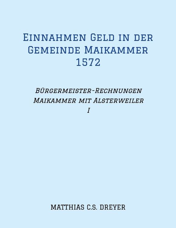 Produktbild: Einnahmen Geld in der Gemeinde Maikammer 1572