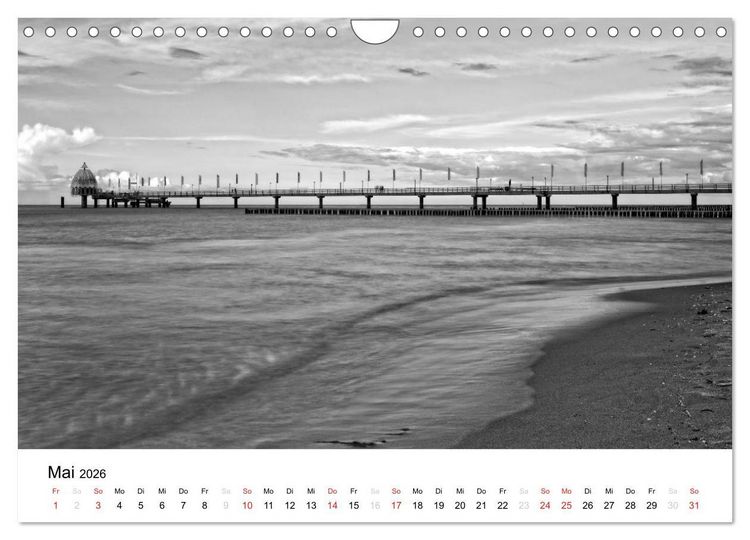 Produktbild: Ostseebad Zingst - Impressionen in Schwarz-Wei&szlig; (Wandkalender 2026 DIN A4 quer), CALVENDO Monatskalender