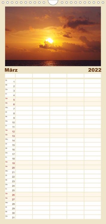 Produktbild: Familienplaner Farben am Meer (Wandkalender 2022 , 21 cm x 45 cm, hoch)