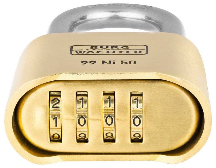 Produktbild: Burg W&auml;chter 37491 Vorh&auml;ngeschloss 51.90mm Messing Zahlenschloss