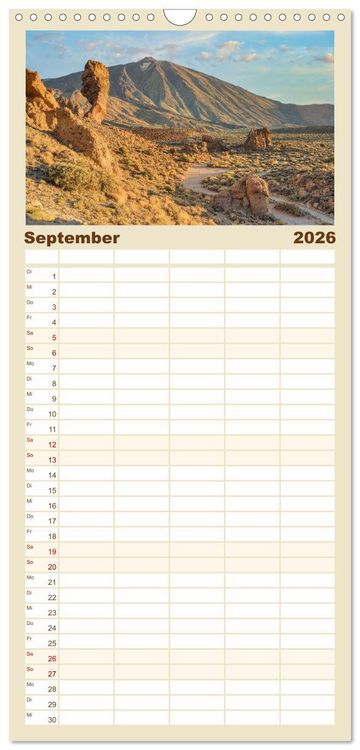Produktbild: Familienplaner 2026 - Faszination Teneriffa mit 5 Spalten (Wandkalender, 21 x 45 cm) CALVENDO