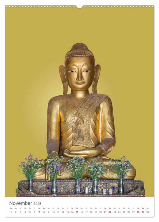 Produktbild: Buddha tr&auml;gt Gold (hochwertiger Premium Wandkalender 2026 DIN A2 hoch), Kunstdruck in Hochglanz